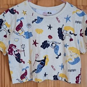 Mermaid Print Women's Cropped Tee XL